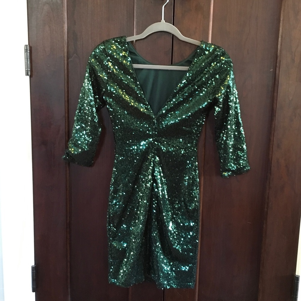 Lulu's Green Sequin Mini Dress - Picture 5 of 7